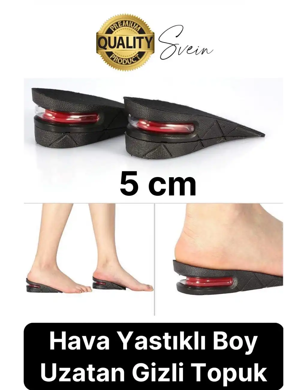 Özel Üretim 5 cm Boy Uzatan Unisex Görünmeyen Gizli Topuk Yükseltici Hava Yastıklı Destekli Tabanlık
