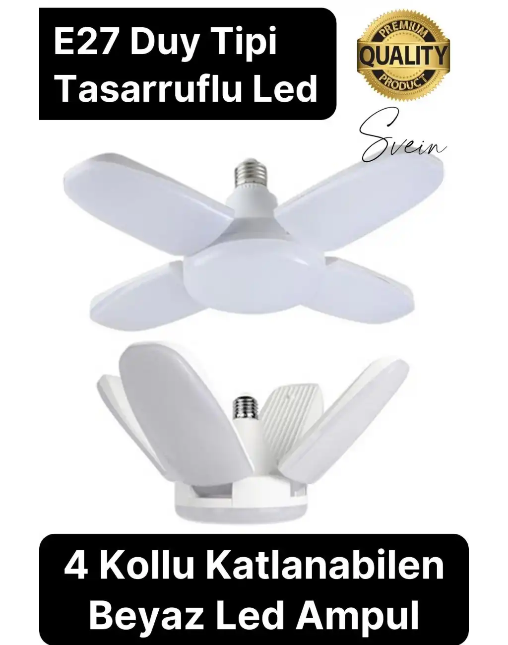 Özel Tasarım 4 Kollu Kanatlı Katlanabilir Yüksek Lümenli Tasarruflu Pervane Led Lamba Ampul Işık