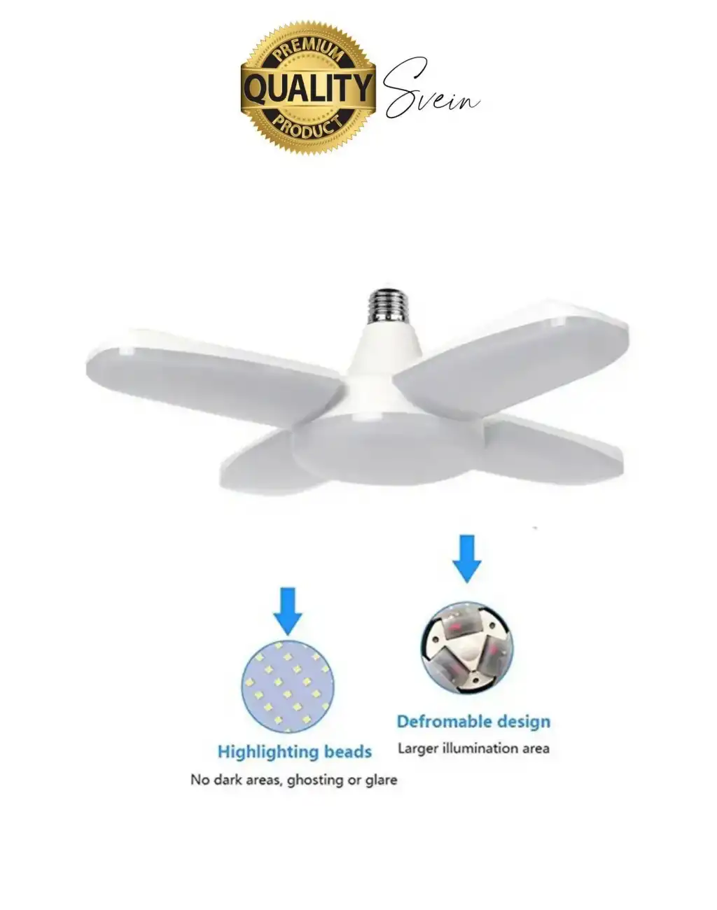 Özel Tasarım 4 Kollu Kanatlı Katlanabilir Yüksek Lümenli Tasarruflu Pervane Led Lamba Ampul Işık