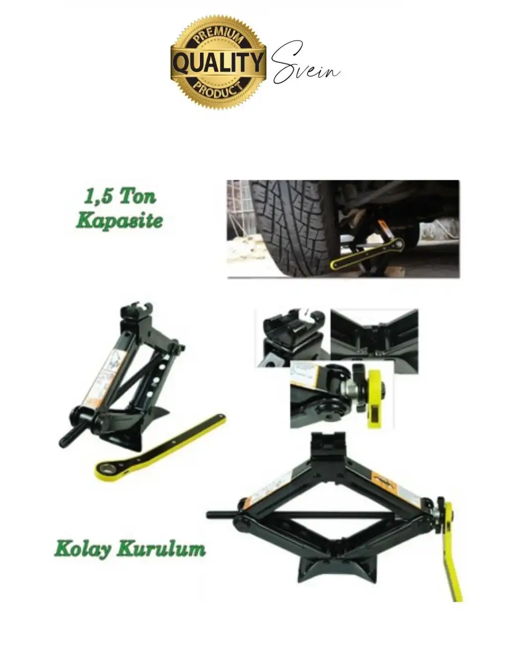 Dayanıklı Araba Kaldırma Akordiyon Tip Makas Cırcır Kollu 1.5 Ton Bijon Anahtarlı Otomobil Kriko Set