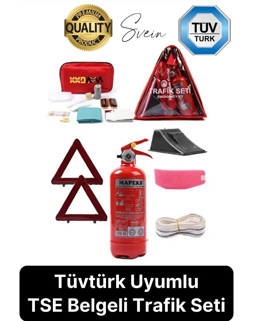 TSE Belgeli Muayene Uyumlu Çantalı TCK Yasasına Uygun Araç Oto Araba Üçgen Trafik Seti