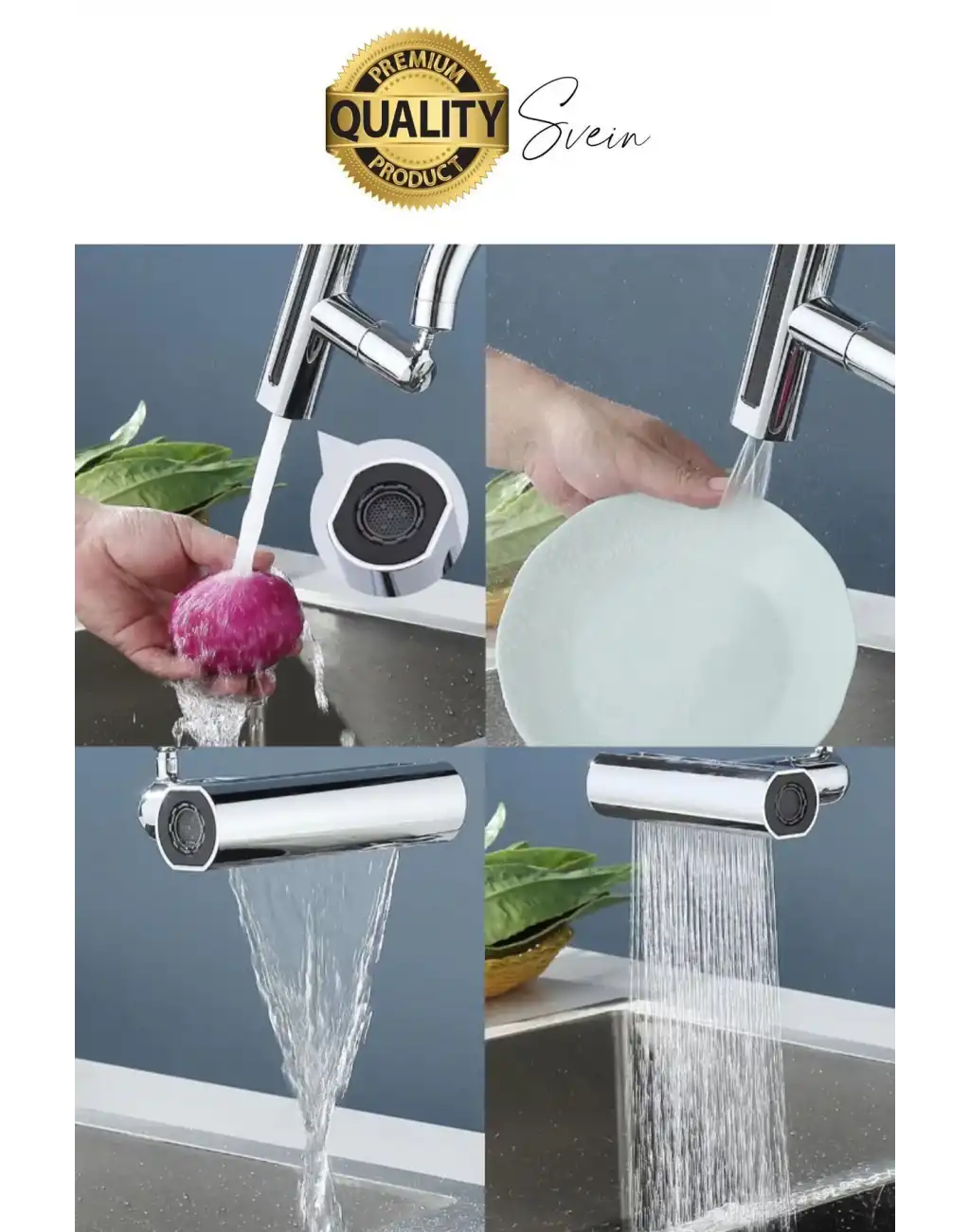 Özel Tasarım Dekoratif Mutfak Su Tasarruflu Krom Çelik 360 Derece Dönen Musluk Çok Fonksiyonlu