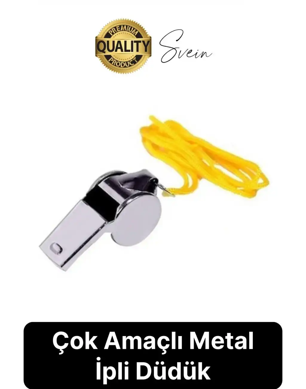 Kolay Kullanım Dayanıklı Askılı Sarı İpli Kutulu Büyük Boy Metal Düdük Taşınabilir Alanlara Uygun