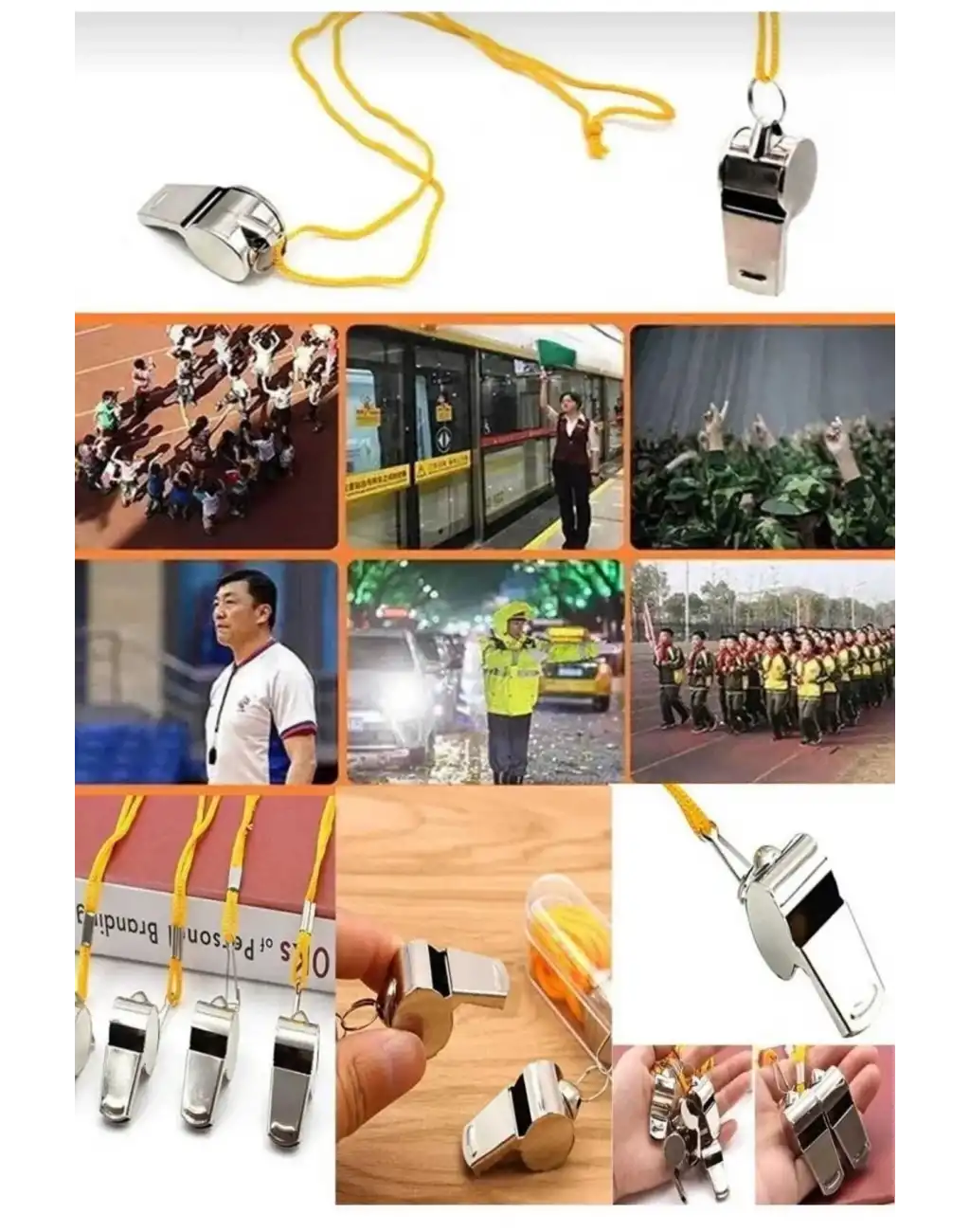 Kolay Kullanım Dayanıklı Askılı Sarı İpli Kutulu Büyük Boy Metal Düdük Taşınabilir Alanlara Uygun