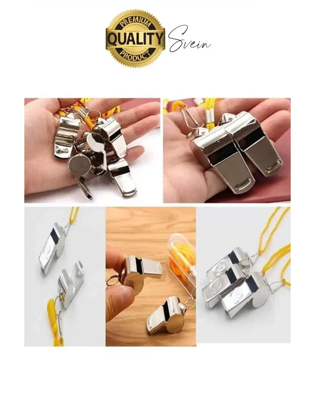 Kolay Kullanım Dayanıklı Askılı Sarı İpli Kutulu Büyük Boy Metal Düdük Taşınabilir Alanlara Uygun