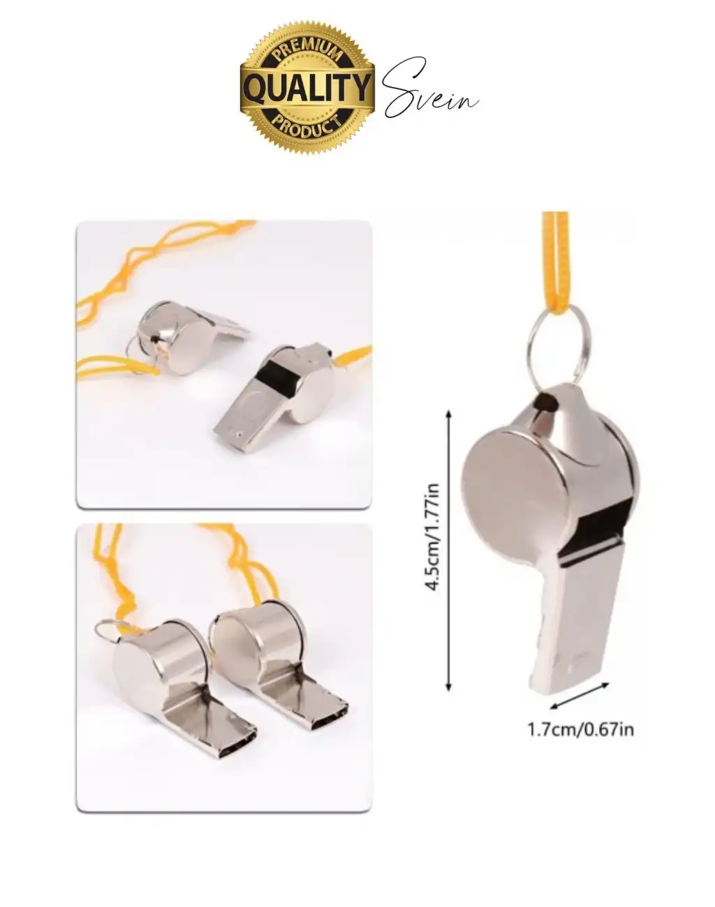 Kolay Kullanım Dayanıklı Askılı Sarı İpli Kutulu Büyük Boy Metal Düdük Taşınabilir Alanlara Uygun