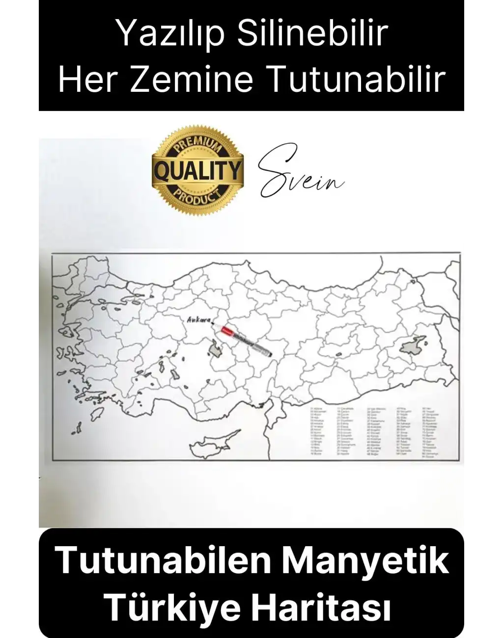 Duvara Yapışabilen Ev Okul Stickerı Dekoratif Büyük Boy Yazılabilir Türkiye Haritası Manyetik Şeffaf