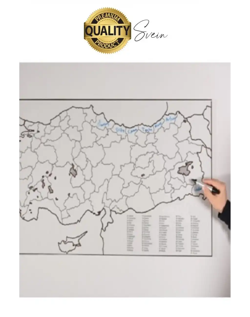 Duvara Yapışabilen Ev Okul Stickerı Dekoratif Büyük Boy Yazılabilir Türkiye Haritası Manyetik Şeffaf