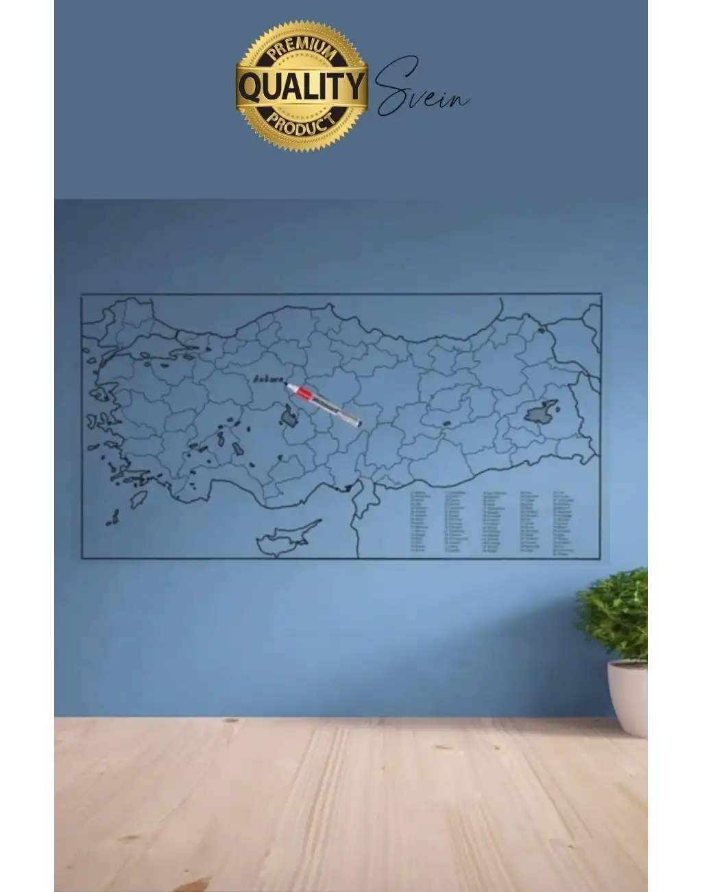 Duvara Yapışabilen Ev Okul Stickerı Dekoratif Büyük Boy Yazılabilir Türkiye Haritası Manyetik Şeffaf