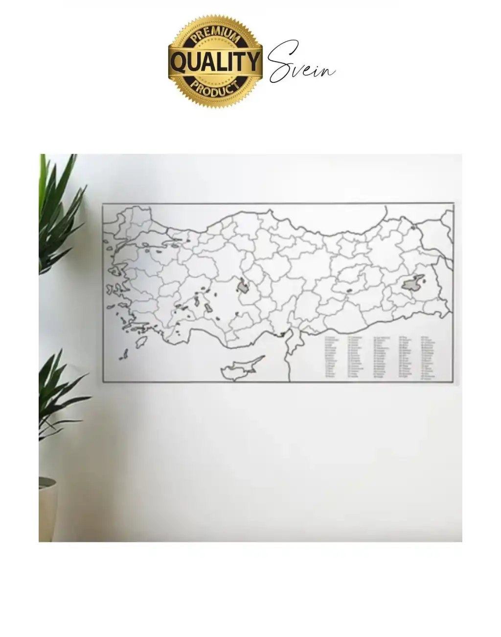 Duvara Yapışabilen Ev Okul Stickerı Dekoratif Büyük Boy Yazılabilir Türkiye Haritası Manyetik Şeffaf