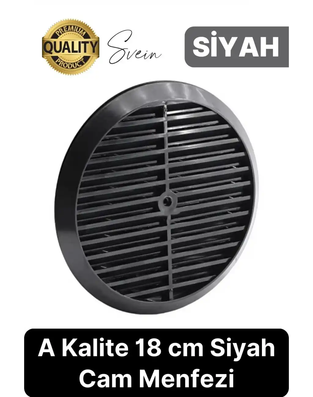 Aç Kapa Yalıtımlı Havalandırma Ayarlı 18cm Siyah Kapak Cam Menfezi Doğalgaz Boşluk Aparatı Başlık