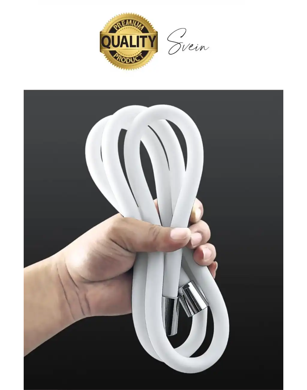 Premium 1,5 mt Beyaz 360 Derece Dönebilen Kıvrılmayan Esnek Yumuşak Silikon Patlamaz Duş Hortumları