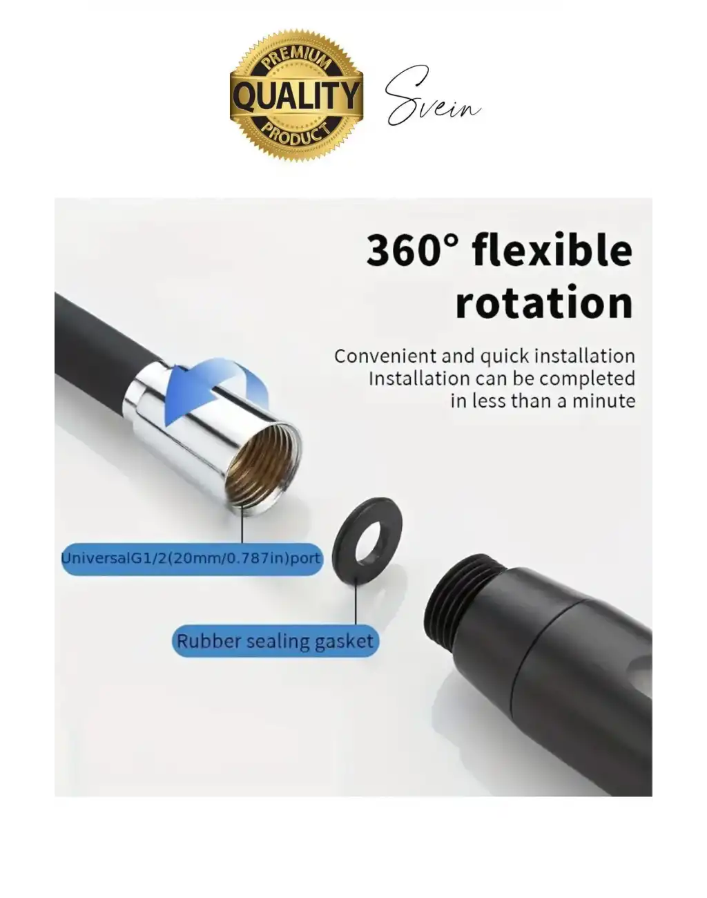 Premium 1,5 Metre Gri 360 Derece Dönebilen Kıvrılmayan Esnek Yumuşak Silikon Patlamaz Duş Hortumları