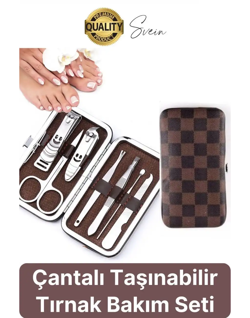 7 Parça Profesyonel Çantalı Paslanmaz Çelik Manikür Pedikür Tırnak Eti Makası Törpü Seti Kuaför