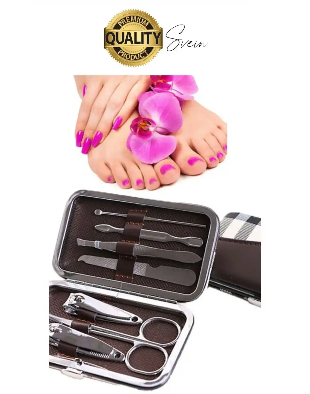 7 Parça Profesyonel Çantalı Paslanmaz Çelik Manikür Pedikür Tırnak Eti Makası Törpü Seti Kuaför