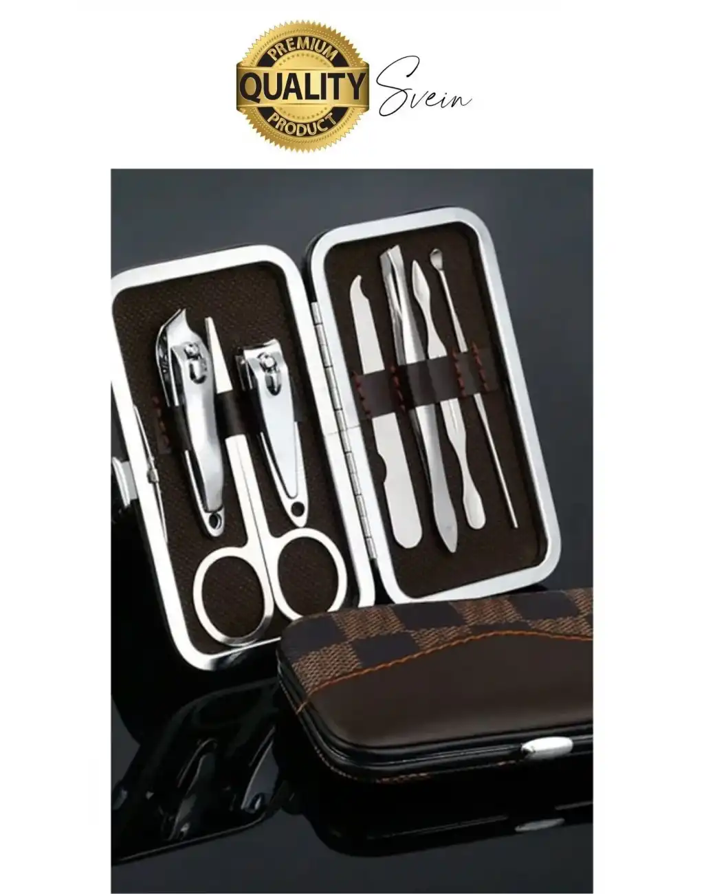 7 Parça Profesyonel Çantalı Paslanmaz Çelik Manikür Pedikür Tırnak Eti Makası Törpü Seti Kuaför