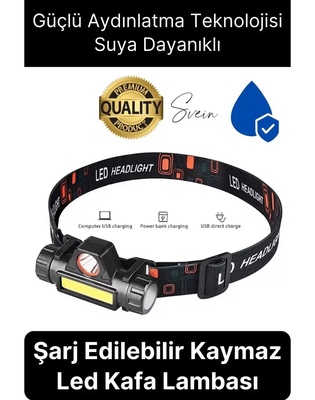 Cata Premium Kamp Yayla Köy Kafa Lambası Ledli Şarjlı Tamir Baş Feneri Madenci Işıklı Başlık Aparatı Mir