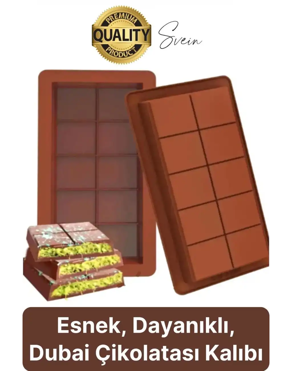10 Bölmeli Dubai Çikolatası Kalıbı Silikon Bpa Free Kek Yapma Yıkanabilir Isıya Dayanıklı Esnek