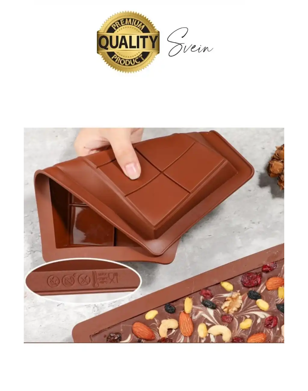 10 Bölmeli Dubai Çikolatası Kalıbı Silikon Bpa Free Kek Yapma Yıkanabilir Isıya Dayanıklı Esnek