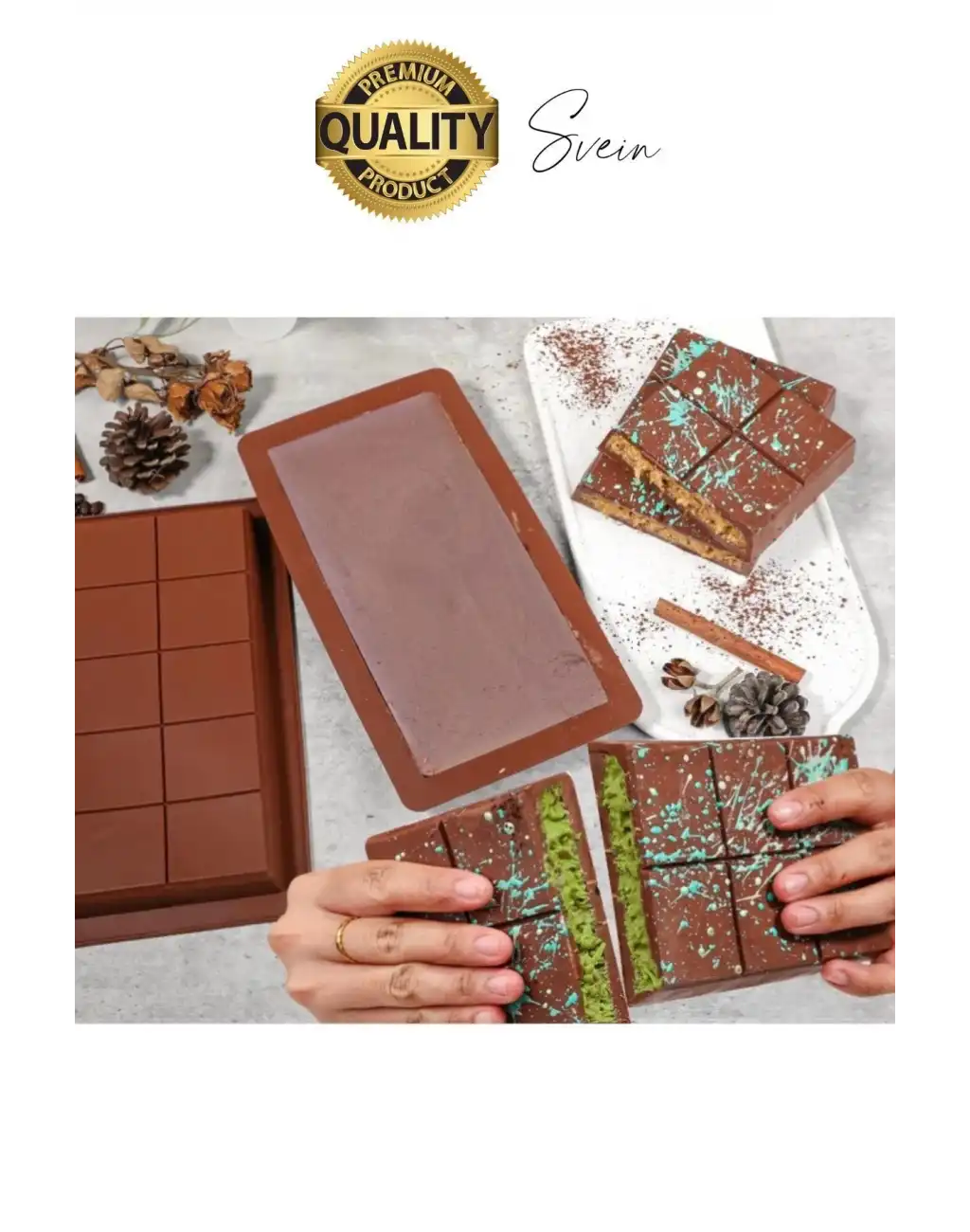 10 Bölmeli Dubai Çikolatası Kalıbı Silikon Bpa Free Kek Yapma Yıkanabilir Isıya Dayanıklı Esnek