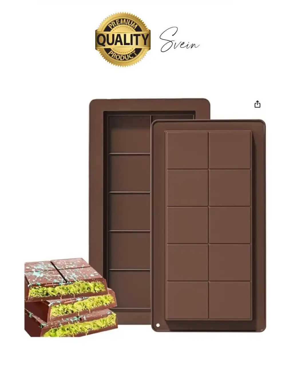 10 Bölmeli Dubai Çikolatası Kalıbı Silikon Bpa Free Kek Yapma Yıkanabilir Isıya Dayanıklı Esnek