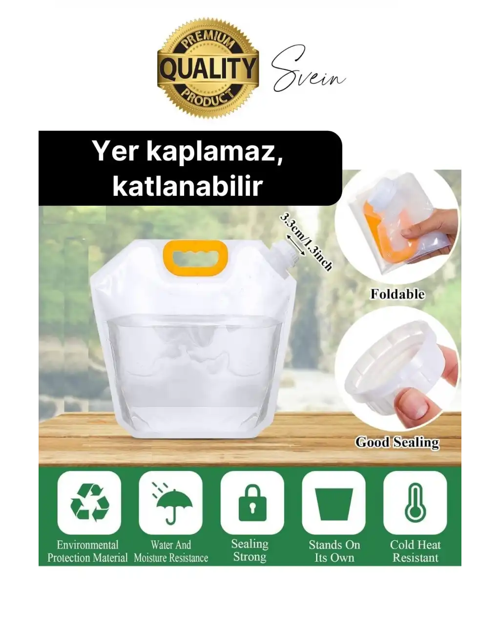 Premium 1 lt Dayanıklı Yer Kaplamaz İçecek Çantası Sporcu Kapaklı Tutamaç Suluk Matara Kamp Piknik
