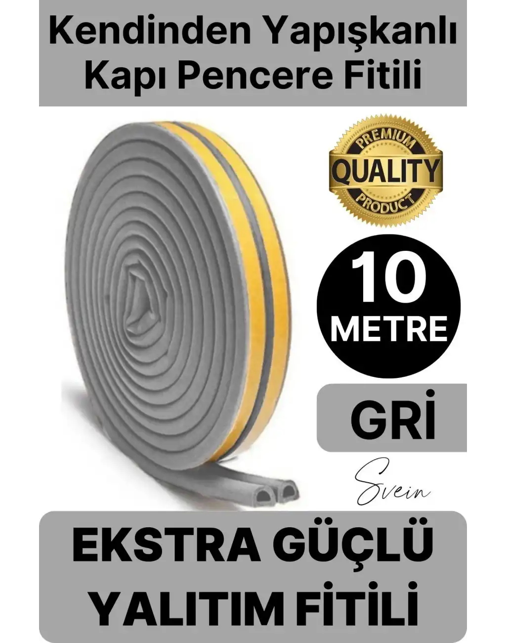 1. Sınıf Gri Kapı Pencere Soğuk Toz Geçirmez İzolasyon Fitili Yapışkanlı Isı Yalıtım 2x5=10 mt