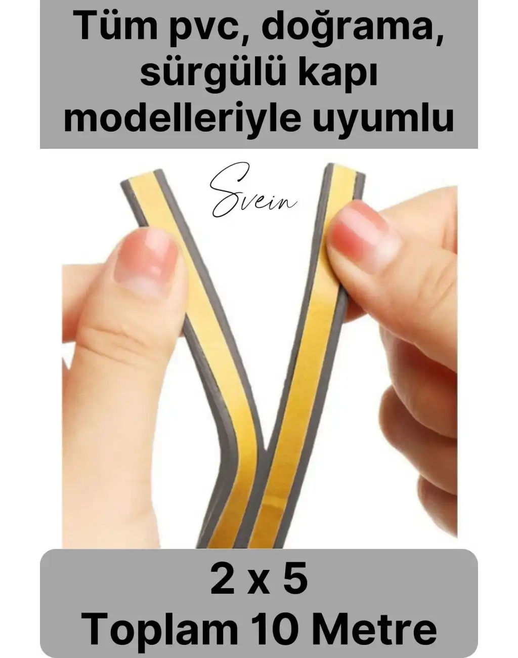 1. Sınıf Gri Kapı Pencere Soğuk Toz Geçirmez İzolasyon Fitili Yapışkanlı Isı Yalıtım 2x5=10 mt