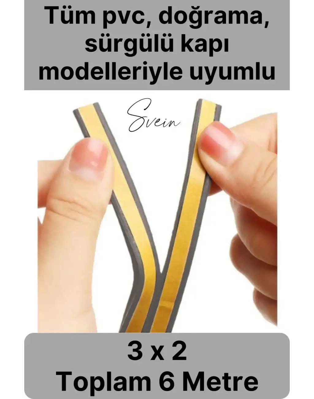 1. Sınıf Gri Kapı Pencere Soğuk Toz Geçirmez İzolasyon Fitili Yapışkanlı Isı Yalıtım 2x3=6 mt