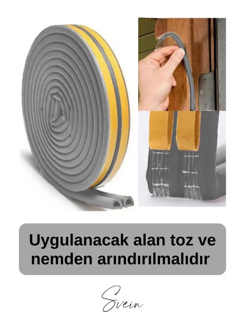 1. Sınıf Gri Kapı Pencere Soğuk Toz Geçirmez İzolasyon Fitili Yapışkanlı Isı Yalıtım 2x3=6 mt