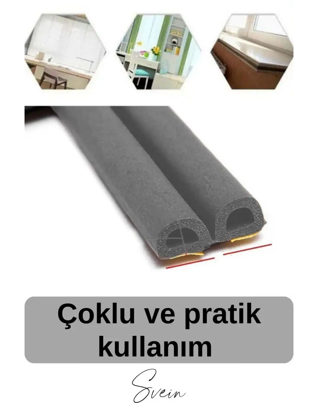 1. Sınıf Gri Kapı Pencere Soğuk Toz Geçirmez İzolasyon Fitili Yapışkanlı Isı Yalıtım 2x2=4 mt