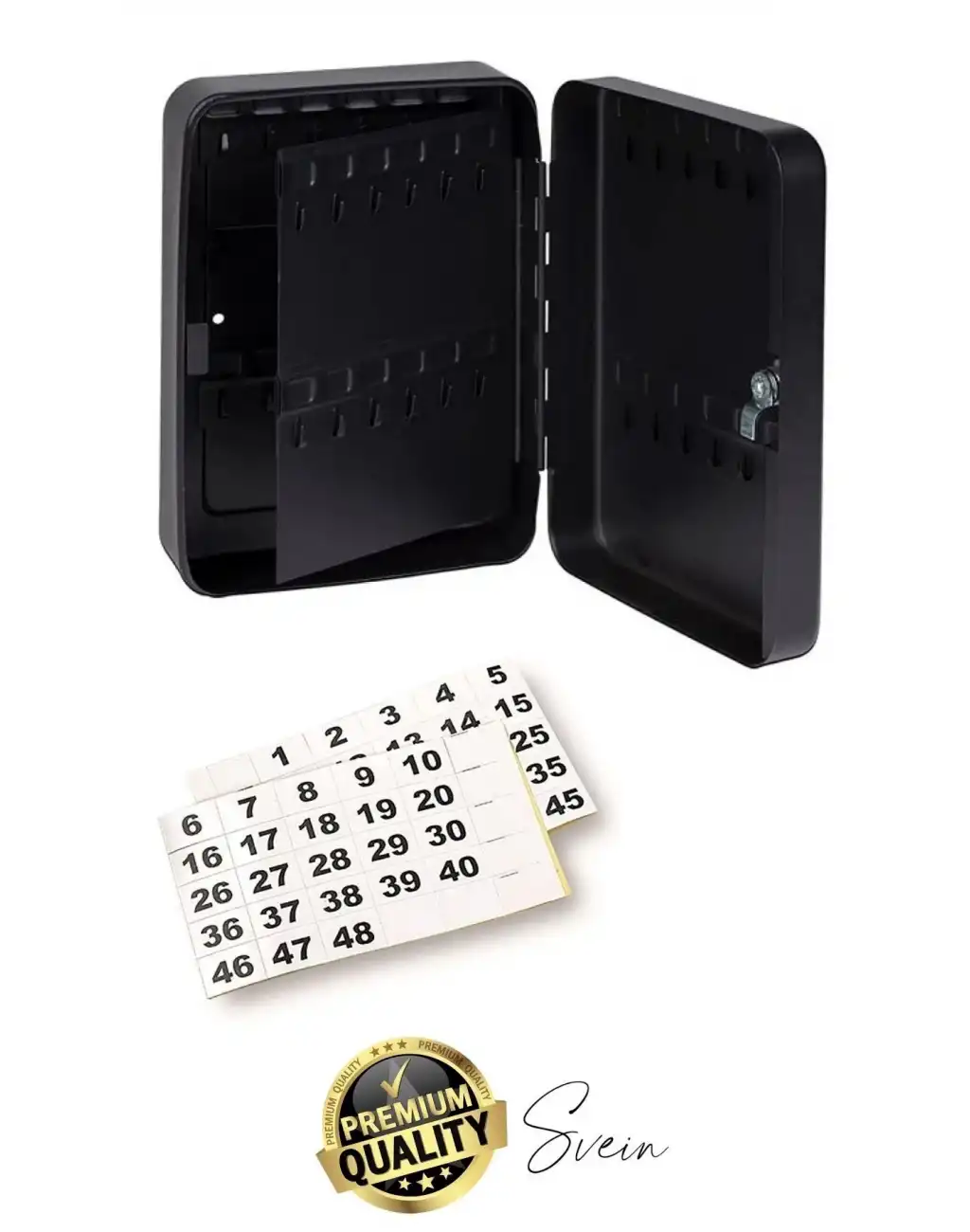 Premium 46 Anahtar Sağlam Yüksek Güvenlik Büyük Kilitli Obje Kutusu Kapaklı Dolabı Metal Vale Siyah