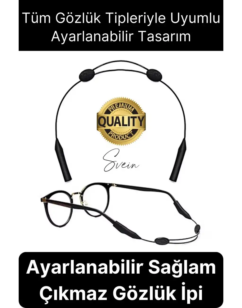 Premium Ayarlanabilir Rahat Kaymaz Çıkmaz Gözlük Arkası Tutucu Askı İpi Zinciri Sporcu Unisex