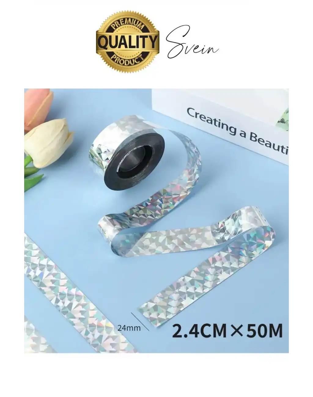 Premium Kuş Kondurmaz Rahatsız Eden Şerit Bant 45 mm x 50 mt Yansıtıcı Kuşsavar Çatı Hologram Bandı