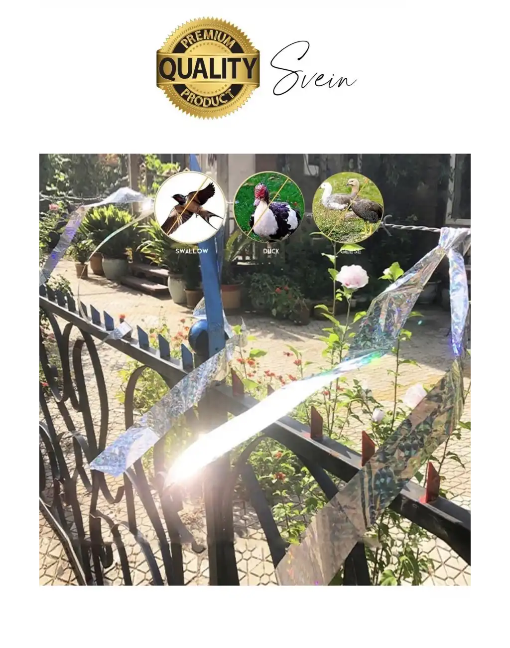 Premium Kuş Kondurmaz Rahatsız Eden Şerit Bant 45 mm x 50 mt Yansıtıcı Kuşsavar Çatı Hologram Bandı