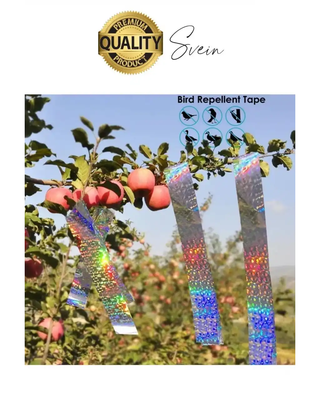 Premium Kuş Kondurmaz Rahatsız Eden Şerit Bant 45 mm x 50 mt Yansıtıcı Kuşsavar Çatı Hologram Bandı