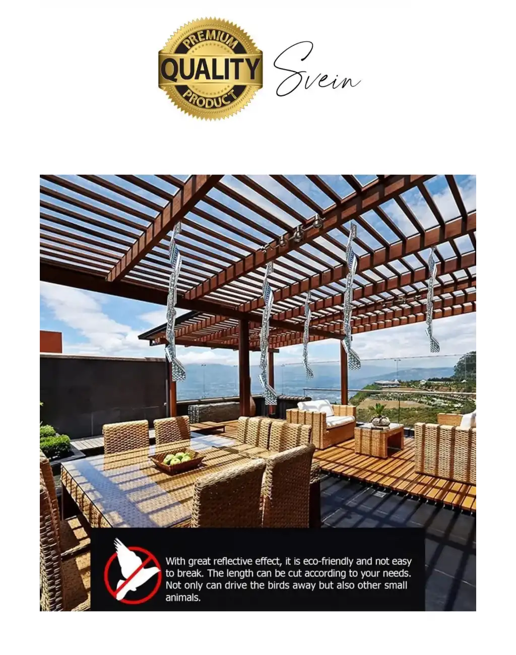 Premium Kuş Kondurmaz Rahatsız Eden Şerit Bant 45 mm x 50 mt Yansıtıcı Kuşsavar Çatı Hologram Bandı