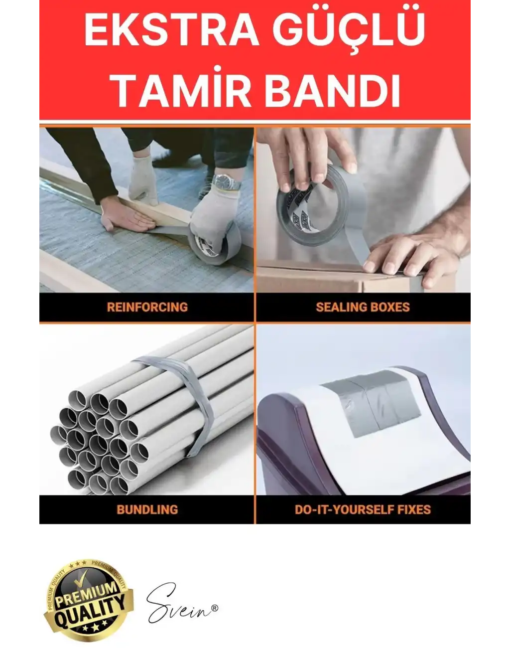 4 Adet 10 mt Kırmızı Tamir Takviye Kapatıcı Güçlü Onarım Bandı Su Geçirmez Sızdırmaz Dayanım Çatlak