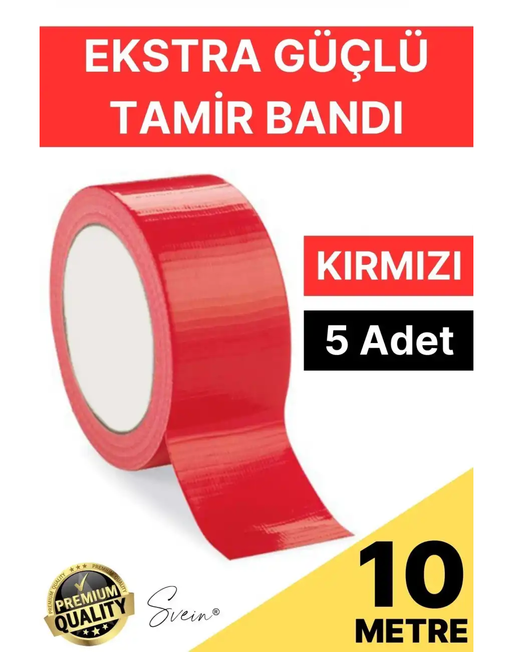 5 Adet 10 mt Kırmızı Tamir Takviye Kapatıcı Güçlü Onarım Bandı Su Geçirmez Sızdırmaz Dayanım Çatlak