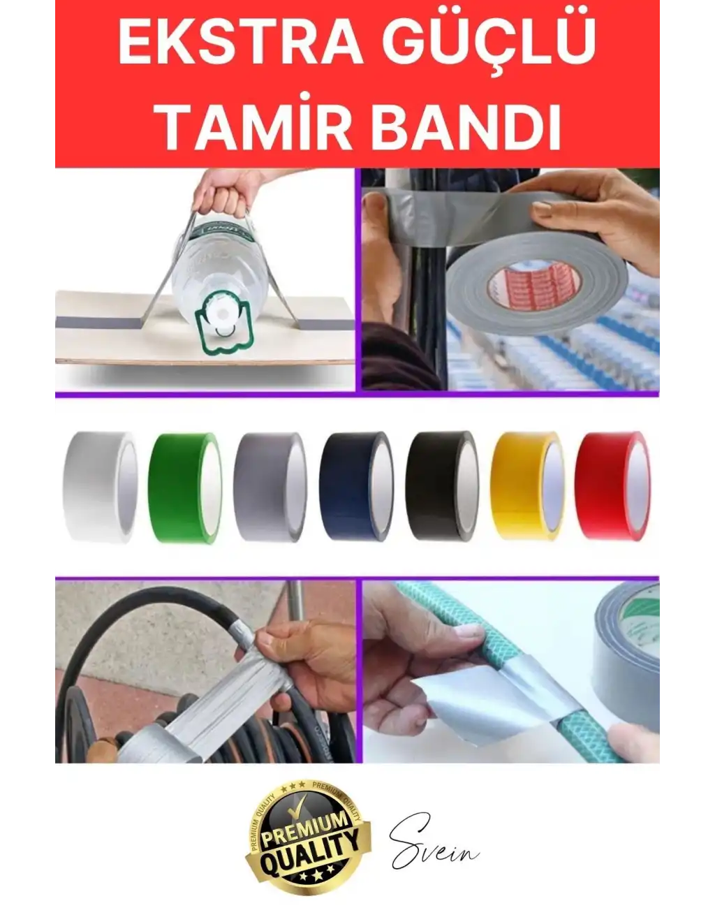 10 Adet 10 mt Kırmızı Tamir Takviye Kapatıcı Güçlü Onarım Bandı Su Geçirmez Sızdırmaz Dayanım Çatlak