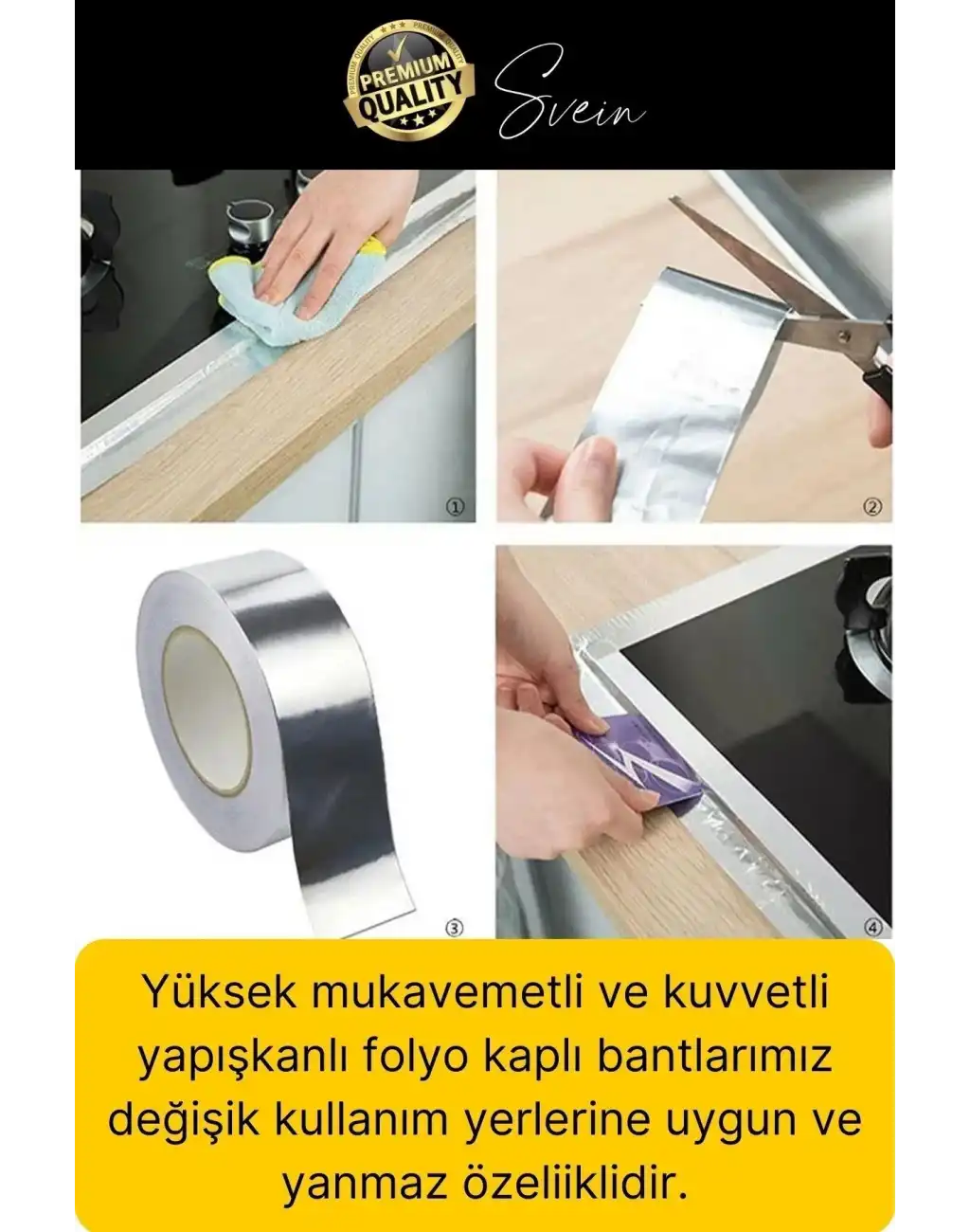 Premium Baca Klapesi Alüminyum Bant Aspiratör Borusu Seti Folyo Yanmaz Sızdırmaz Havalandırma Mutfak