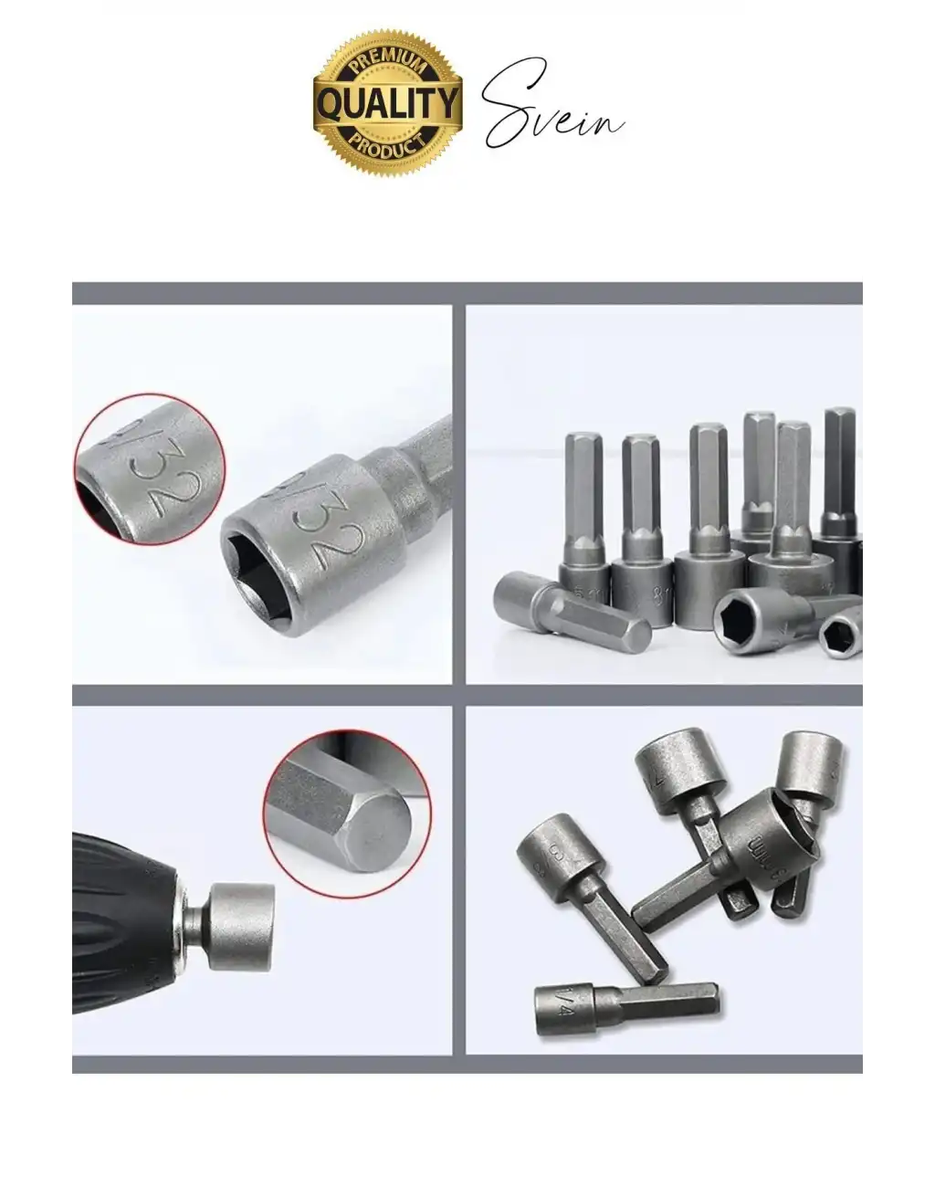 Premium 9 Parça Dayanıklı Somun Sökücü Sıkma Bits Lokma Seti Adaptör Matkap Ucu Altıgen Vidalama