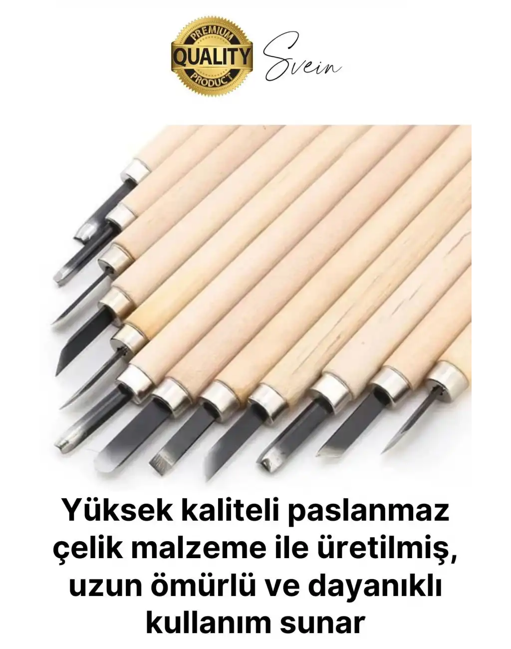 Premium Paslanmaz Ahşap El Oyma Bıçak Seti 12 Parça Siyah Uç İskarpela Hobi Profesyonel İşleme Aleti