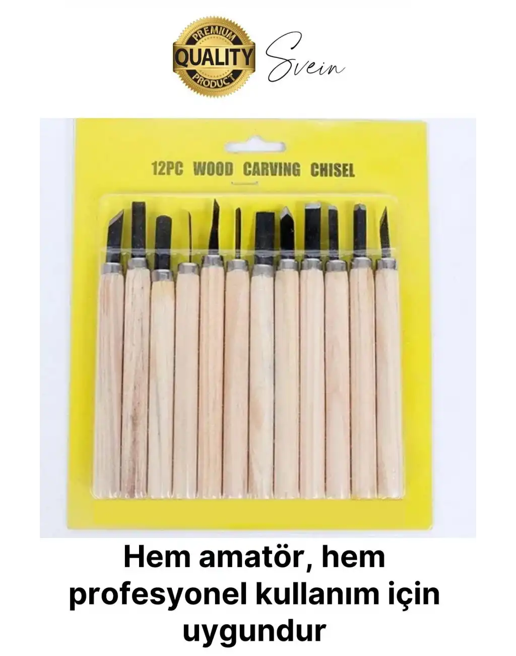Premium Paslanmaz Ahşap El Oyma Bıçak Seti 12 Parça Siyah Uç İskarpela Hobi Profesyonel İşleme Aleti