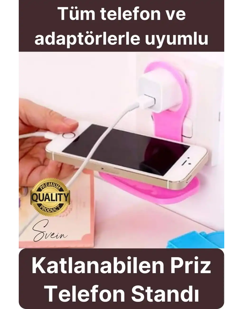 Pratik Priz Telefon Tutucu Şarj Askısı Standı Dekoratif Katlanır Plastik Adaptör Kablo Düzenleyici