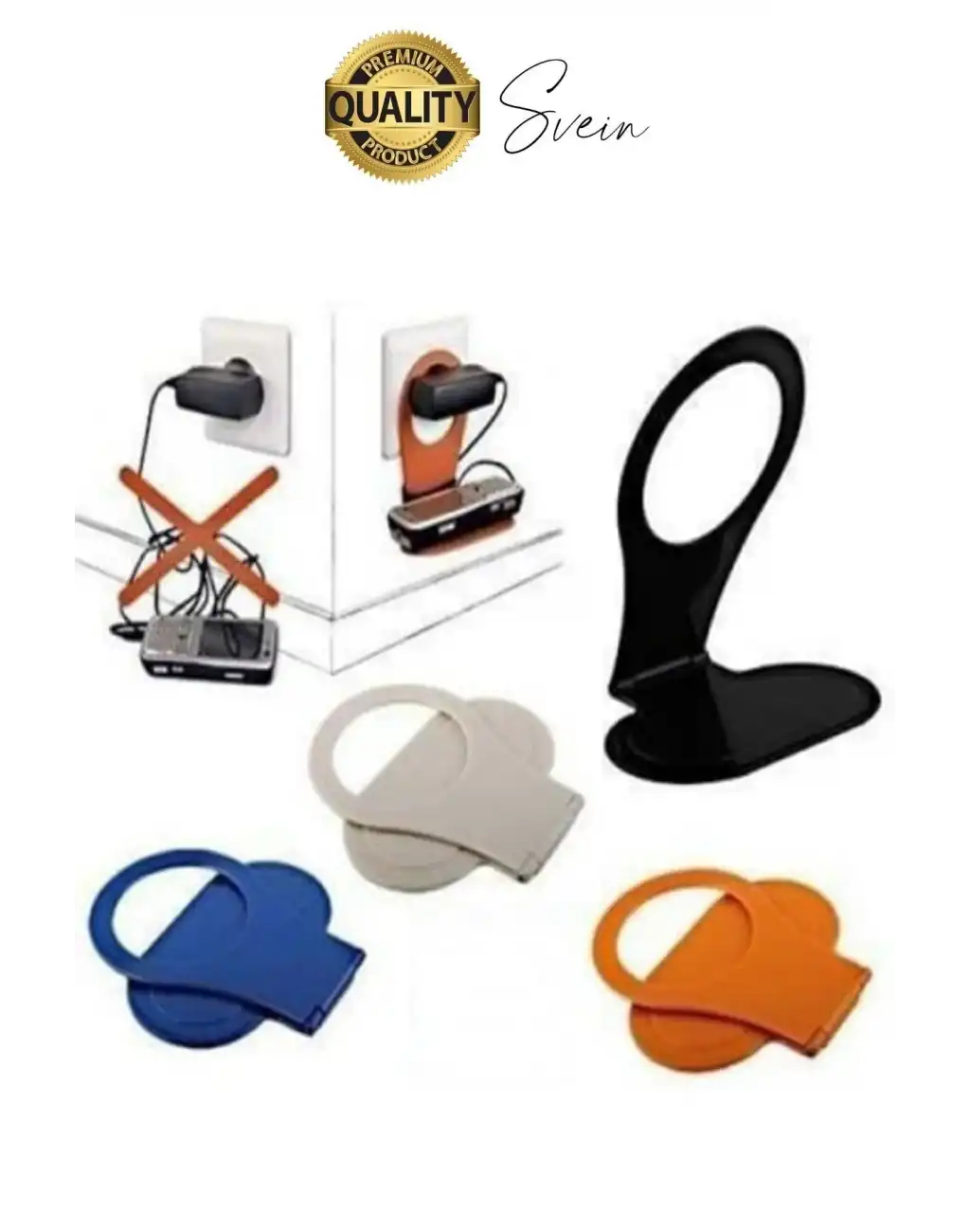 Pratik Priz Telefon Tutucu Şarj Askısı Standı Dekoratif Katlanır Plastik Adaptör Kablo Düzenleyici