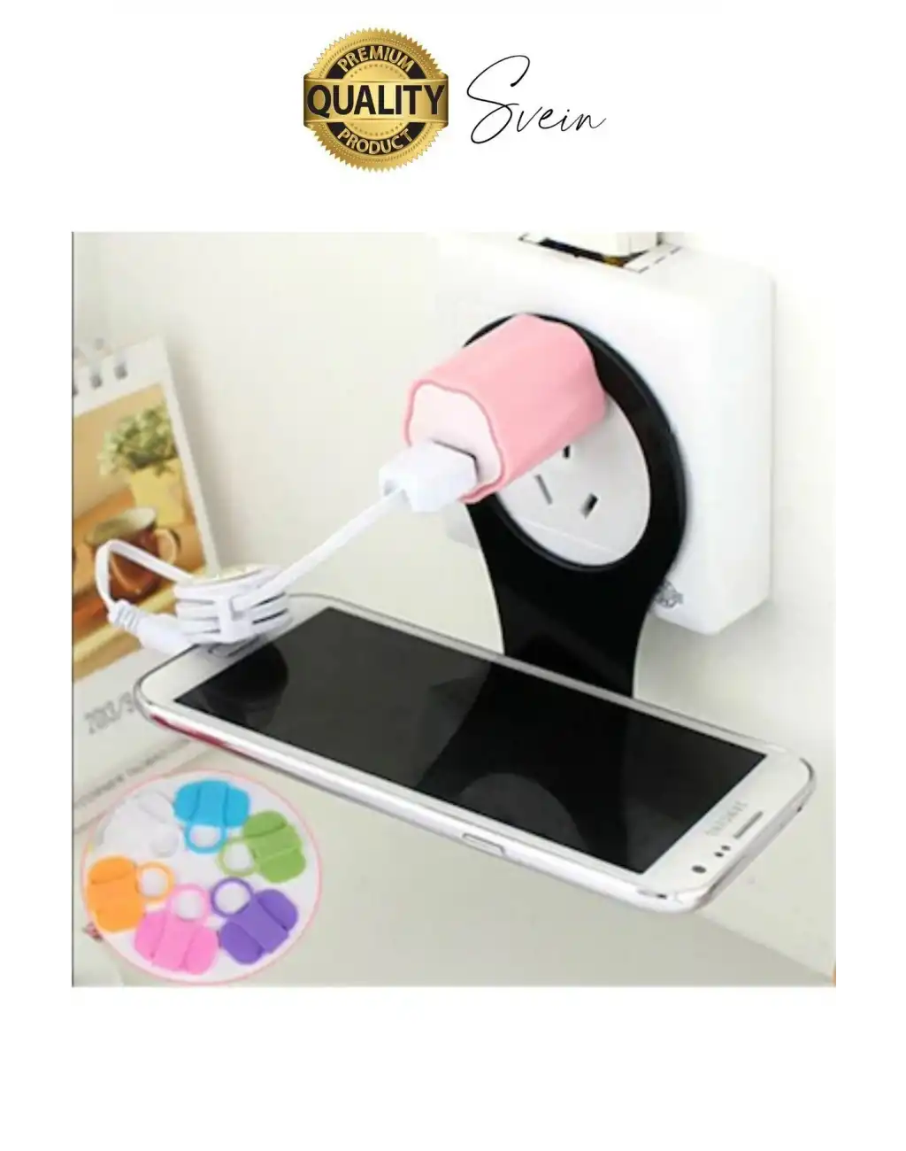 Pratik Priz Telefon Tutucu Şarj Askısı Standı Dekoratif Katlanır Plastik Adaptör Kablo Düzenleyici