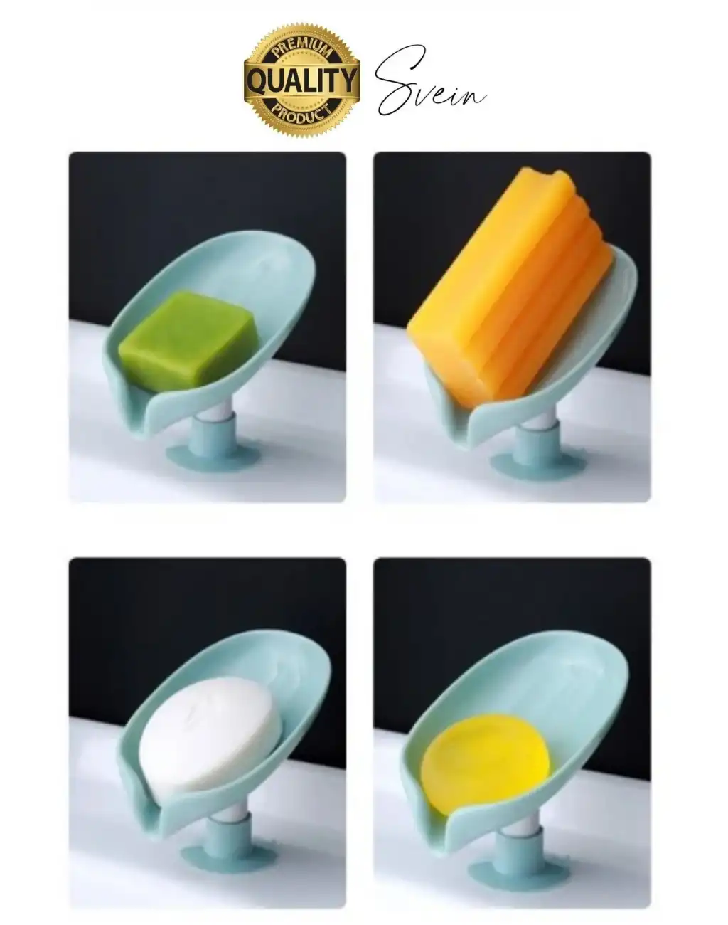 Vantuzlu Su Tutmaz Giderli Katı Sabunluk Süngerlik Tezgah Üstü Pratik Dekoratif Şık Tutunabilen