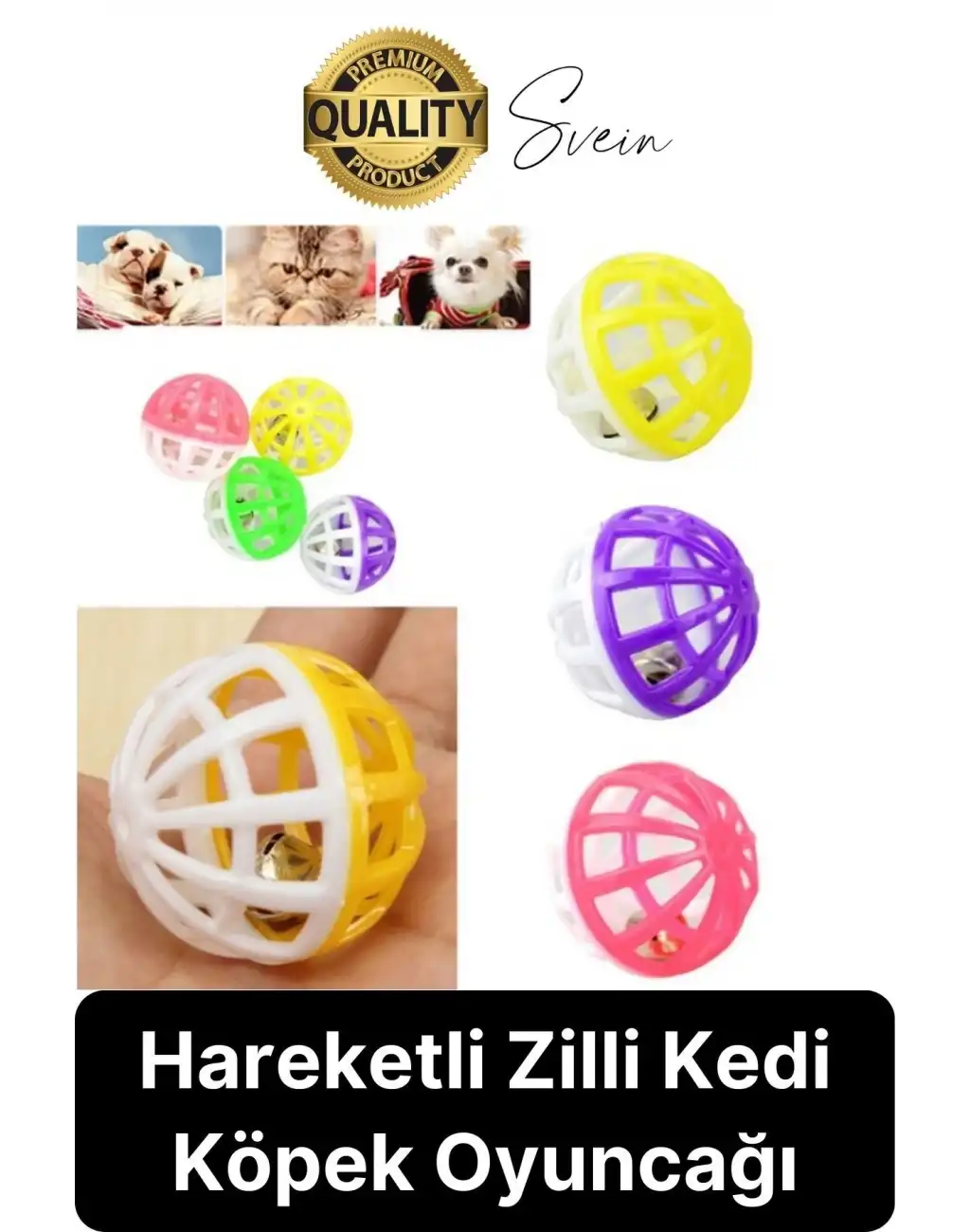 Hareketli 3.5 cm Çıngıraklı Kedi Köpek Evcil Hayvan Oyun Topu Plastik Zil Oyuncağı Eğitici