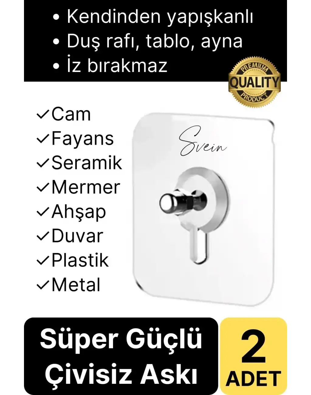 2 Adet Süper Güçlü Kendinden Yapışkanlı Tutunabilen Çok Amaçlı Çerçeve Tablo Banyo Duş Mutfak Askı